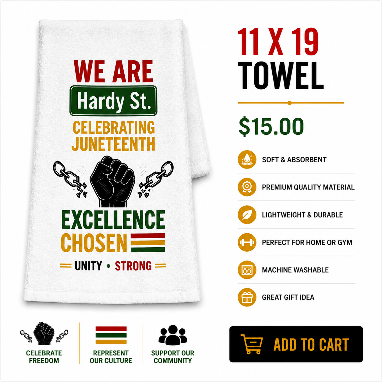 We Are Hardy Street ~ 11 X19 Commemrative Towel